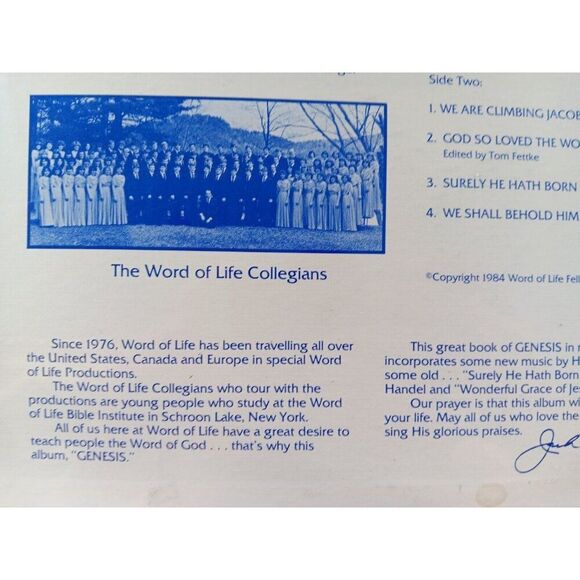 Word of Life Presents "Genesis" Vinyl Record Album Lp NEW SEALED 1984 Religious - Picture 10 of 10